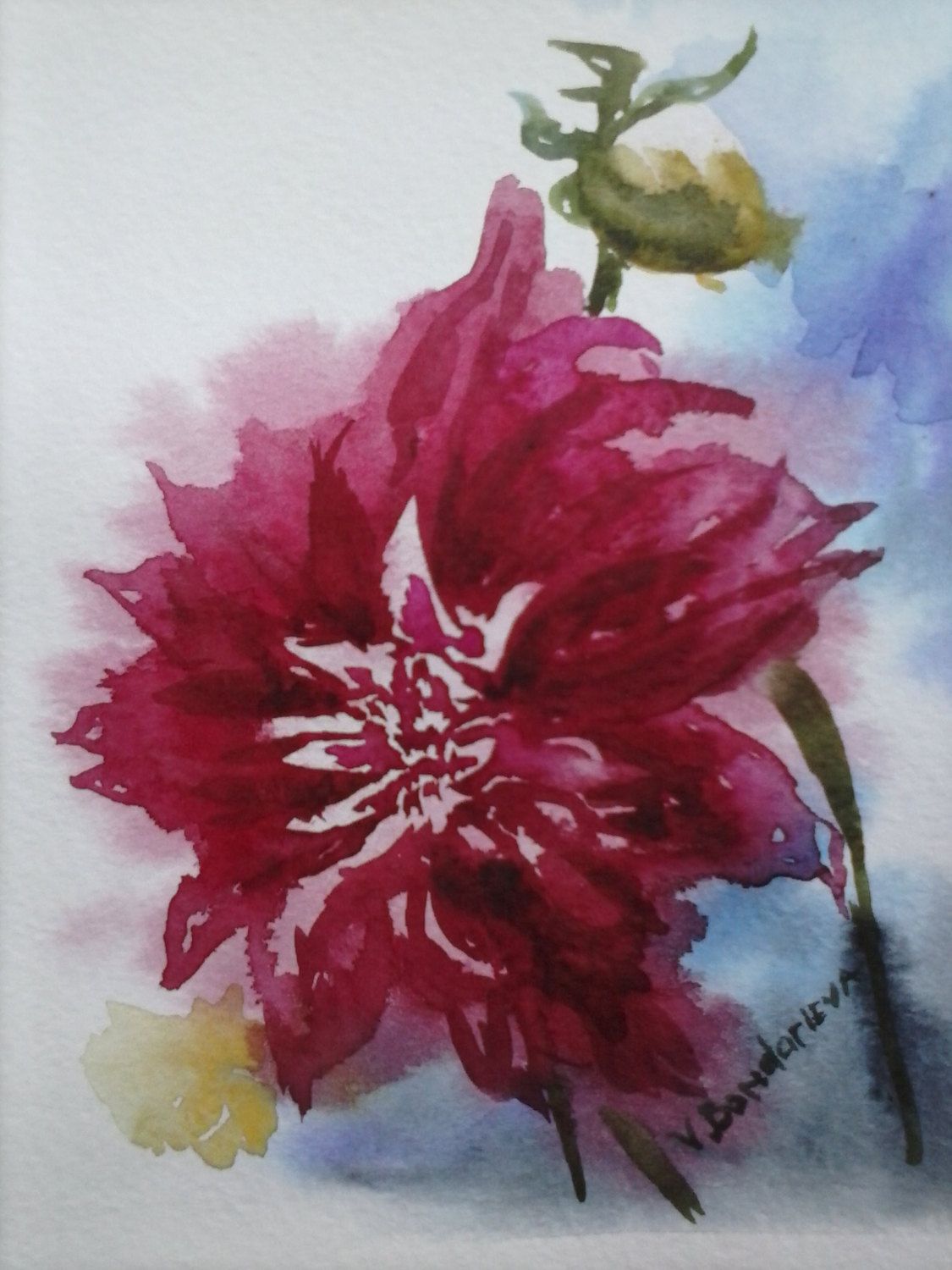 Etsy Watercolor Flowers at PaintingValley.com | Explore collection of ...