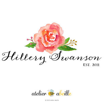 354x354 Watercolor Flower Logo Design Premade From Atelierabeille On Etsy - Etsy Watercolor Flowers