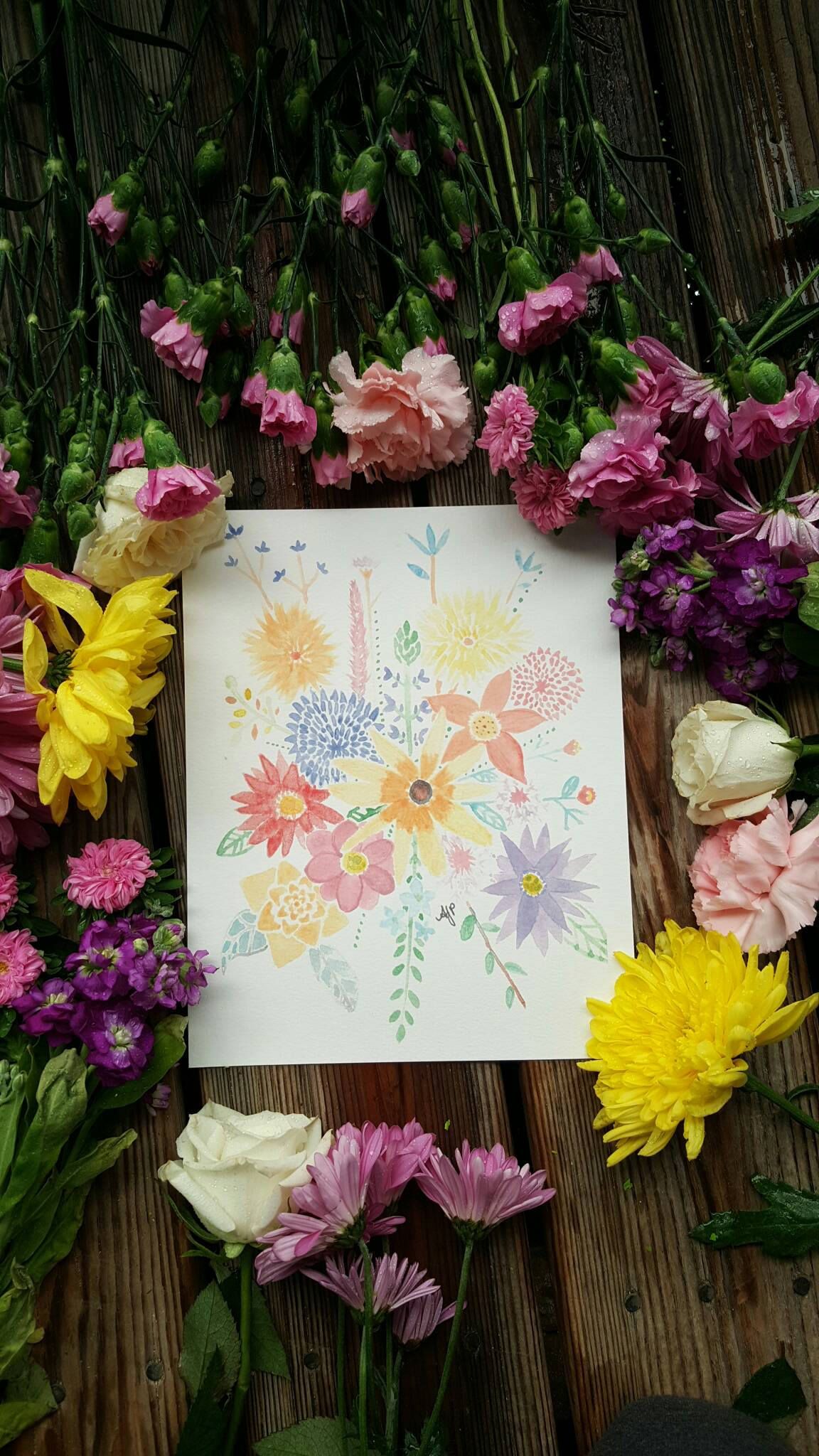 1152x2048 Butterfly Flowers Watercolor Print Print From Original 8x10 - Etsy Watercolor Flowers