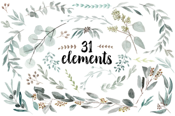 580x386 Eucalyptus Watercolor Set Graphic By Anisillustration - Eucalyptus Watercolor