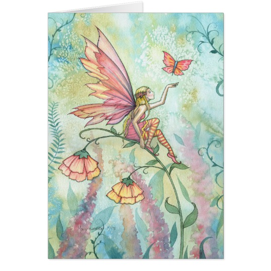 540x540 Fairy Butterfly Watercolor Art Card - Fairy Watercolor