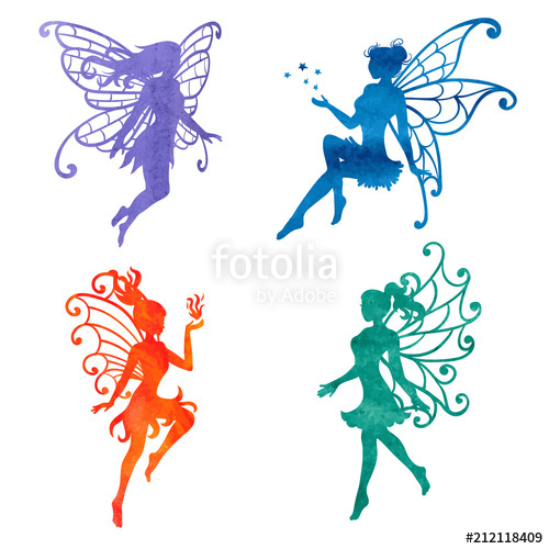500x500 Set Of Watercolor Fairy. Vector Illustrations Isolated On White - Fairy Watercolor