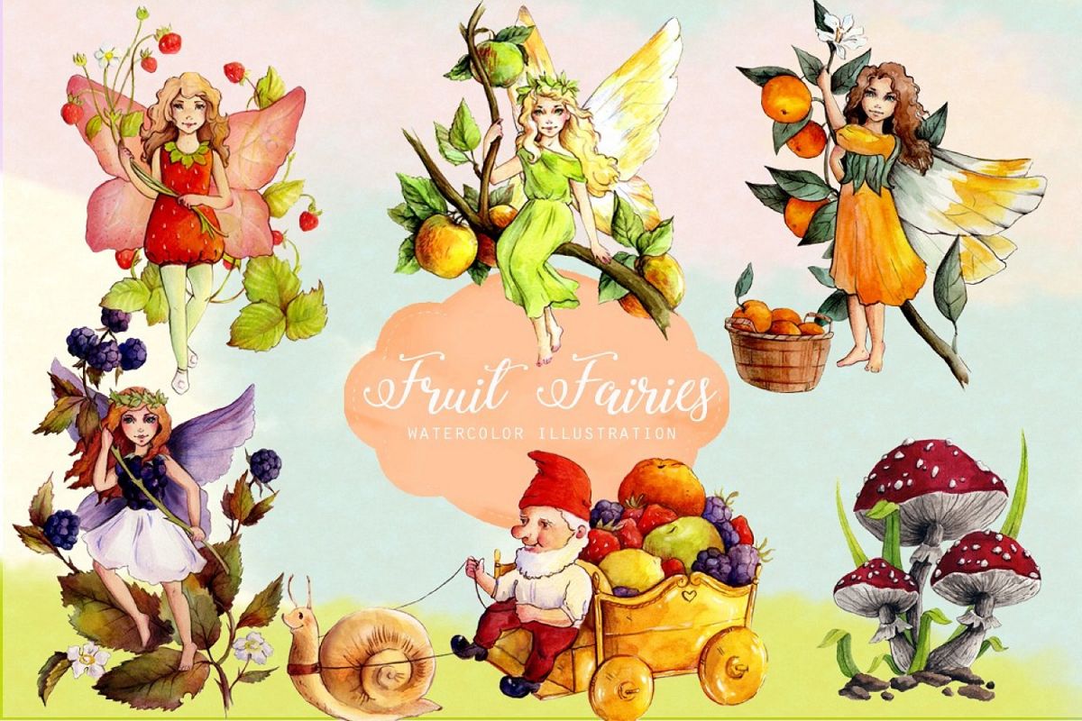 1200x800 Watercolor Fruit Fairy Cliparts - Fairy Watercolor