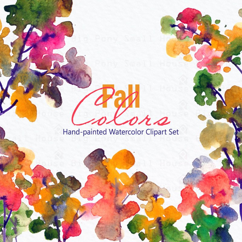 800x800 Fall Foliage Clipart, Hand Painted Watercolor, Watercolour Clipart - Fall Colors Watercolor