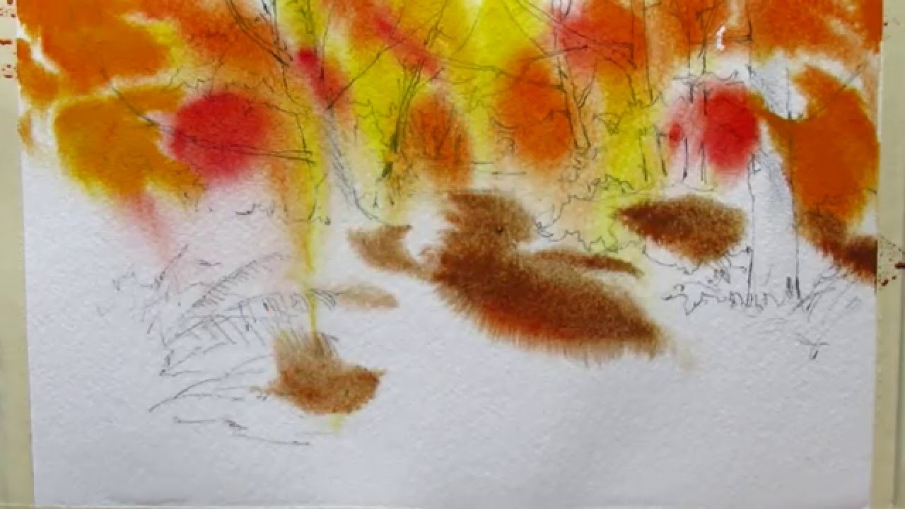 1280x720 Fall Colors On Wet Paper - Fall Colors Watercolor