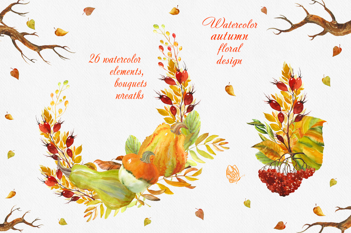 1160x772 Fall Colors. Watercolor Collection By I Design Bundles - Fall Colors Watercolor