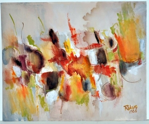 300x249 Modernist Watercolor Fall Colors Signed Rokus Lot Art - Fall Colors Watercolor