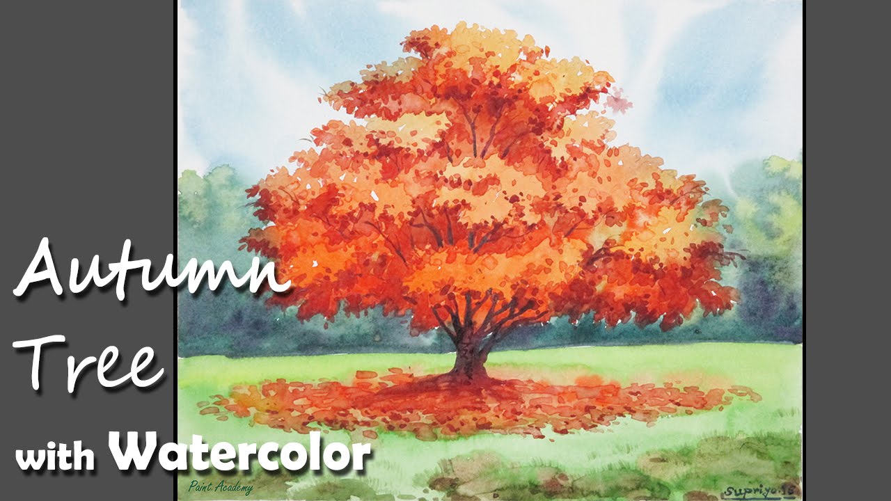 1280x720 How To Paint A Autumn Tree With Watercolor - Fall Watercolor
