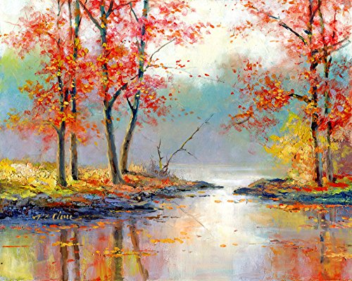 500x400 Fall Scene Art Print Of Watercolor Painting - Fall Watercolor