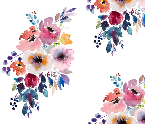 470x402 Fall Flower Watercolor Bouquet Fabric - Fall Watercolor Flowers