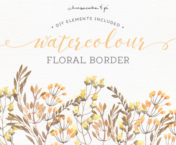 570x470 Watercolor Floral Border Png Floral Clipart Wedding Invitation - Fall Watercolor Flowers