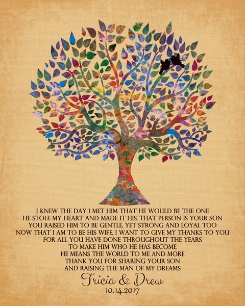 480x600 Mother Of The Groom Watercolor Family Tree Of Life Thank You Gift - Family Tree Watercolor