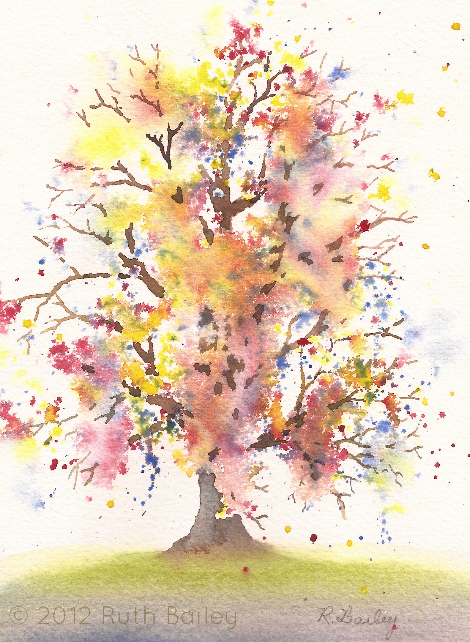 1582x2161 Autumn Trees Ruth Bailey, Artist - Family Tree Watercolor