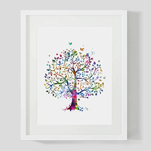 500x500 Happy Love Tree Inspirational Wall Poster Watercolor - Family Tree Watercolor