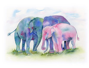 300x229 Elephant Family Paintings Fine Art America - Family Watercolor