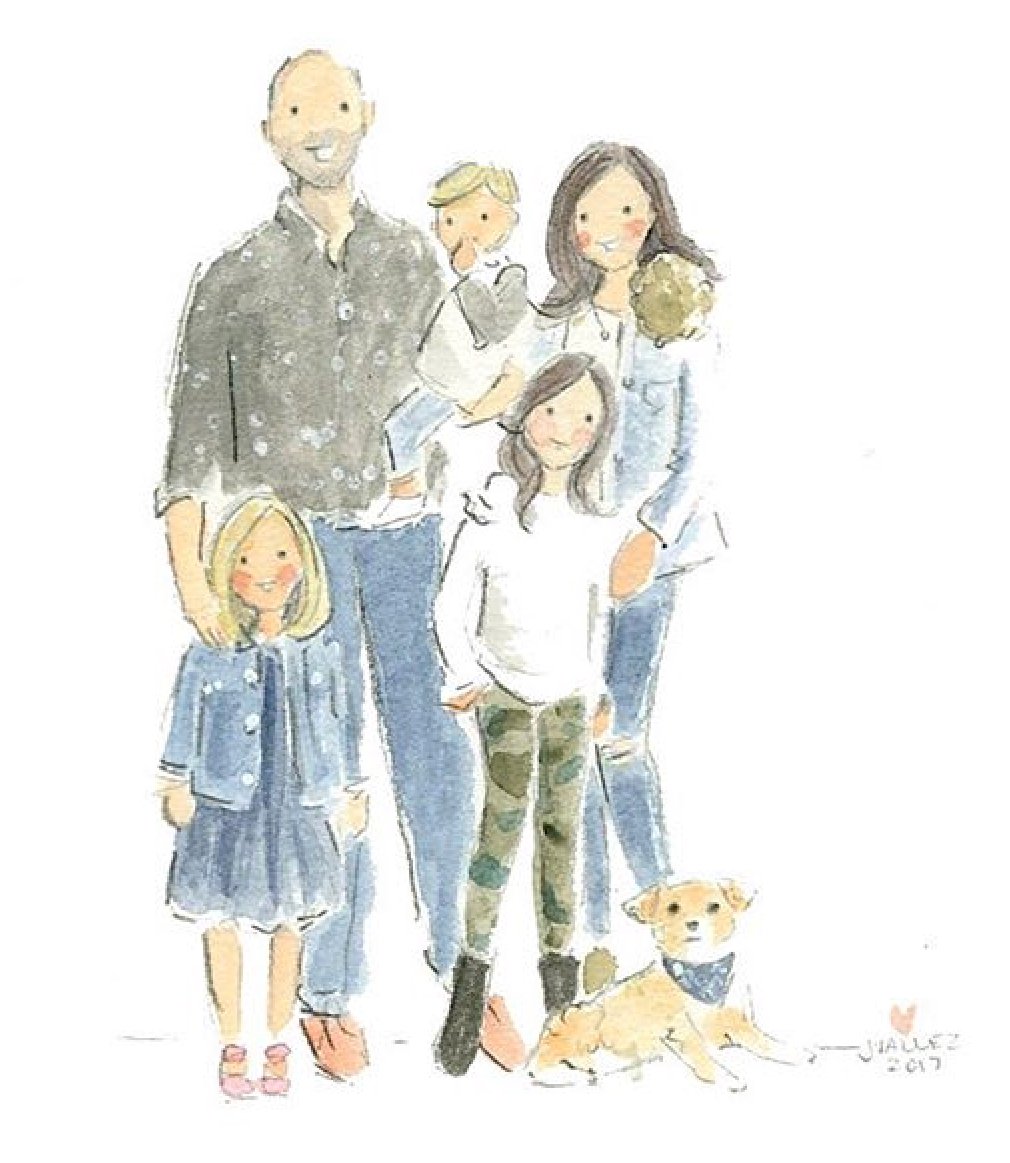 1010x1163 Custom Watercolor Portraits - Family Watercolor