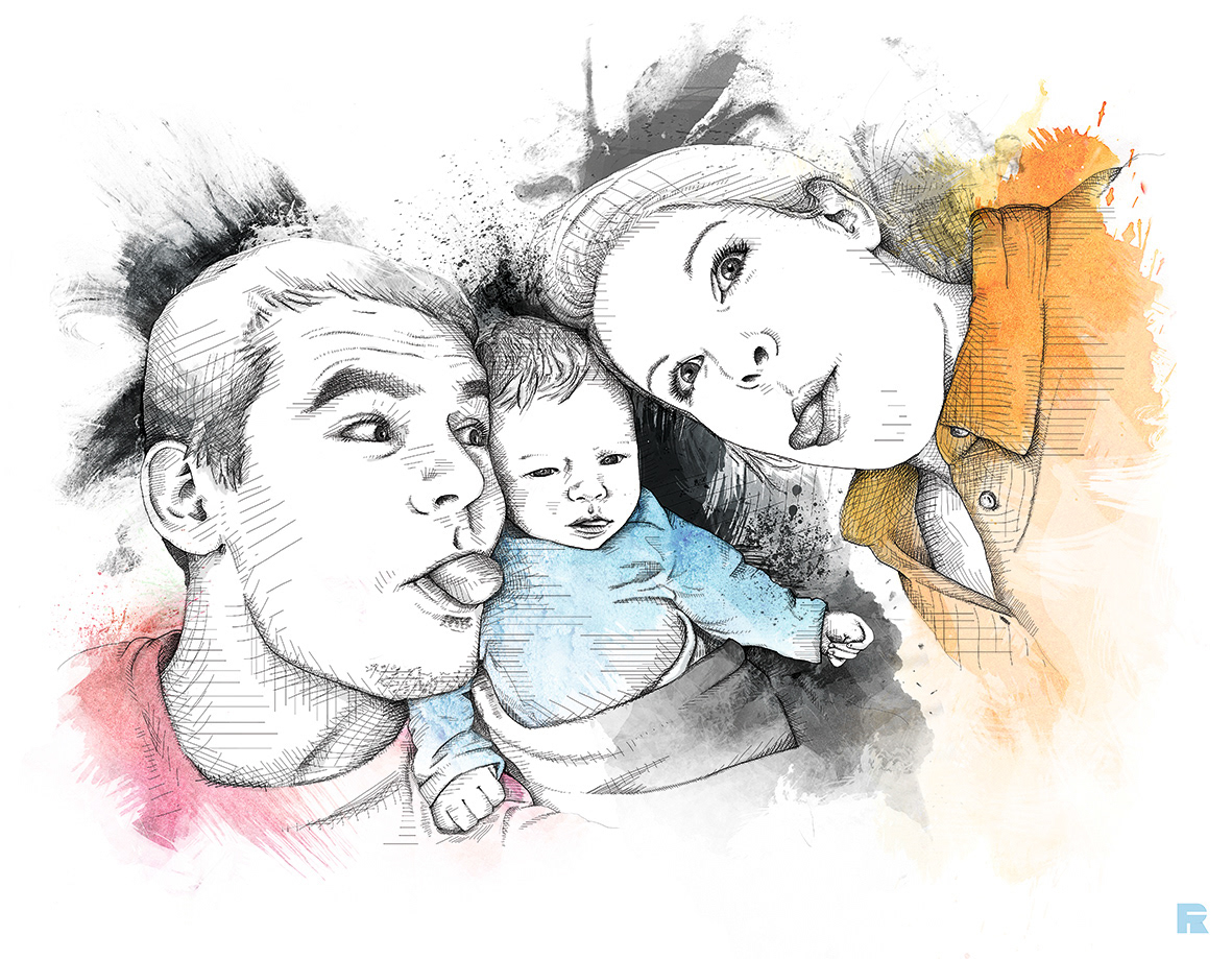 1181x919 Rico Franzmann - Family Watercolor