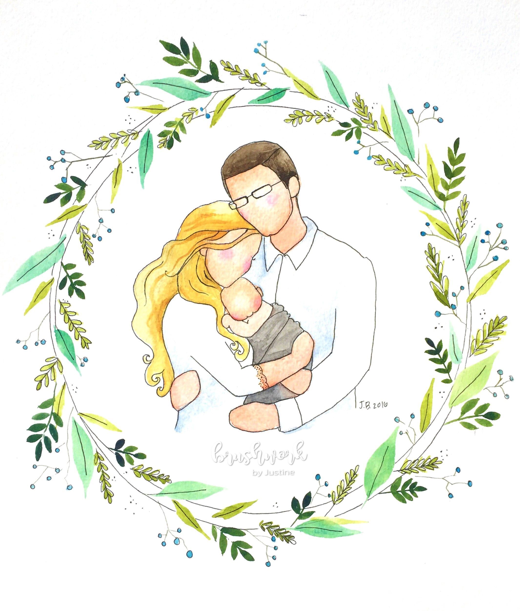 2131x2502 Watercolor Family Portrait By Brushworkbyjustine Faceless Family - Family Watercolor