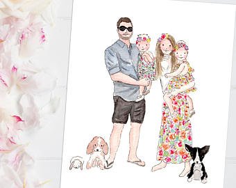 340x270 Custom Illustration Etsy - Family Watercolor