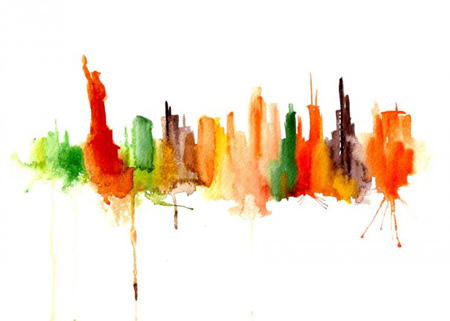 450x321 Abstract Watercolor Paintings Famous Cities Elena Romanova 1 - Famous Abstract Watercolor Painting