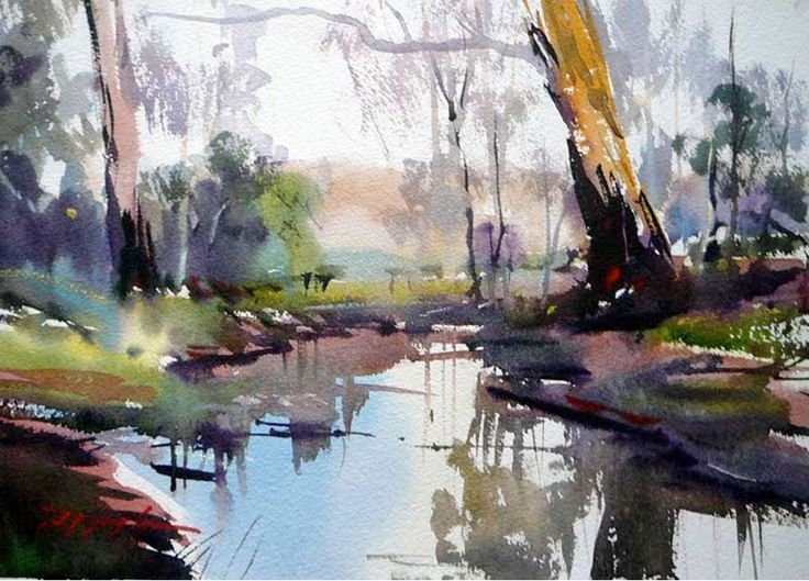 736x529 Famous Watercolor Paintings David Taylor. Catching.the.morning - Famous Watercolor Landscapes