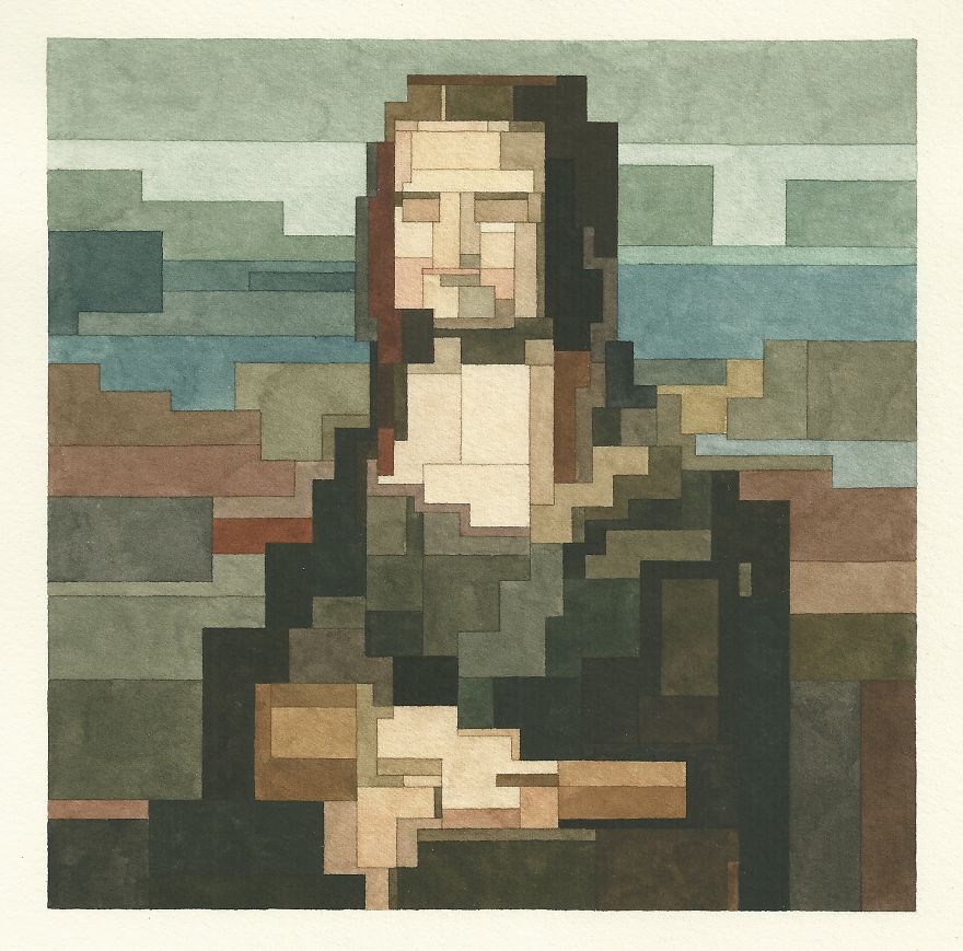 880x869 My 8 Bit Watercolors Based On Famous Artworks Bored Panda - Famous Watercolors