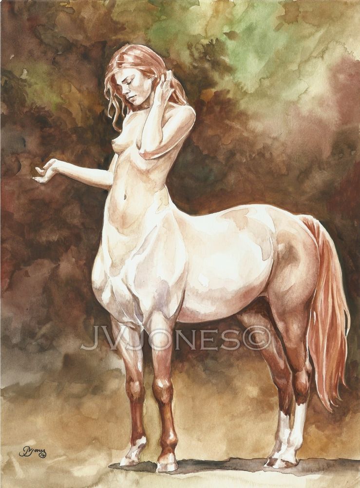 739x1000 Original Fantasy Art Bailey Centaur Watercolor Painting Jvjones - Fantasy Art Watercolor