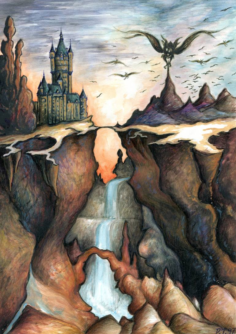 770x1087 Saatchi Art Mystery Canyon - Fantasy Art Watercolor