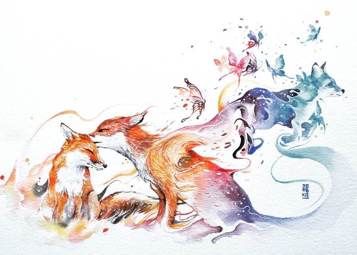 700x500 Vibrant Fantasy Watercolor Animal Paintings In 2018 Art Art - Fantasy Watercolor