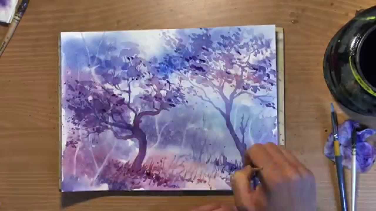 1280x720 Watercolor Forest Fantasy Wet On Wet And Dry Paint - Fantasy Watercolor