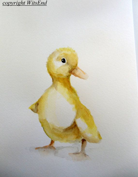 570x732 Baby Duck Painting Original Watercolor Nursery Farm Animal On Cow - Farm Animal Watercolor