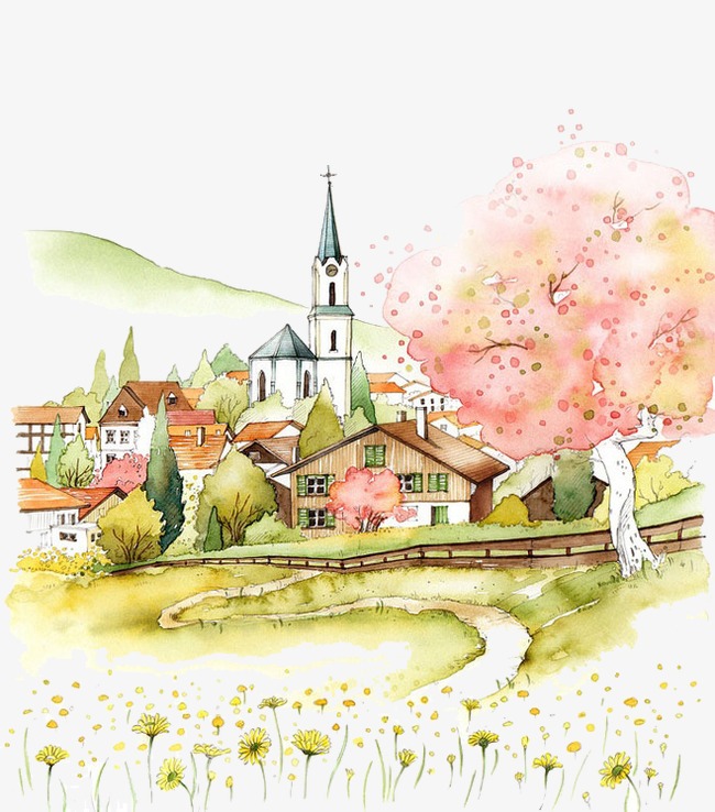 650x738 Farm, Farm Clipart, Country Style Png Image And Clipart For Free - Farm Watercolor