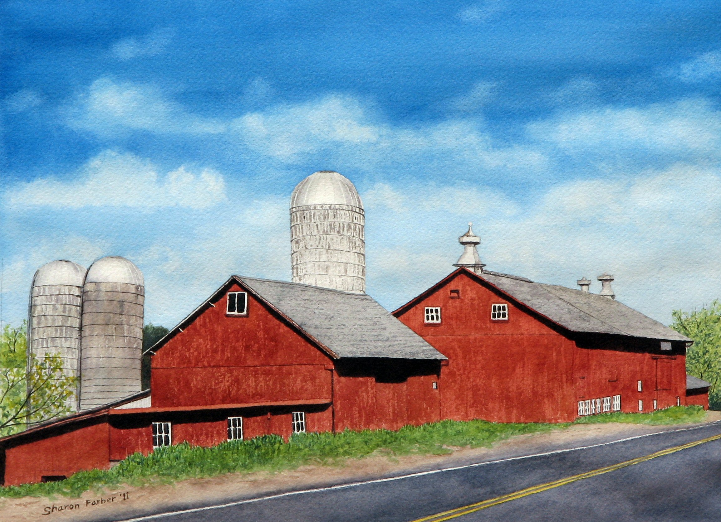 2310x1674 Sharon Farber, Art, Artist, Paintings, Watercolors, Painted Path - Farm Watercolor