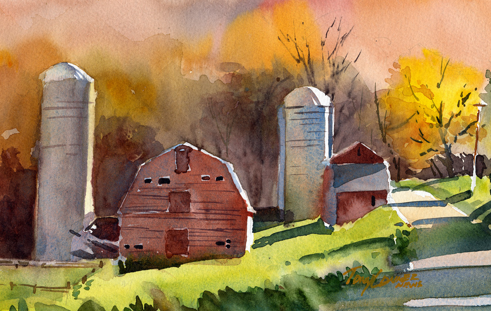 970x615 West Arlington Vermont Watercolor Artist Tony Conner - Farm Watercolor