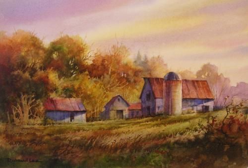 500x340 New England - Farm Watercolor Paintings