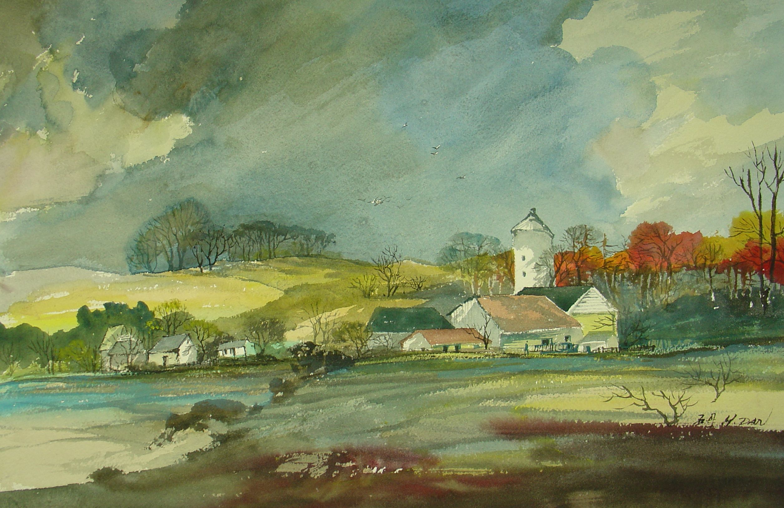 2513x1629 Watercolor Art Hsu Dan Art - Farm Watercolor Paintings