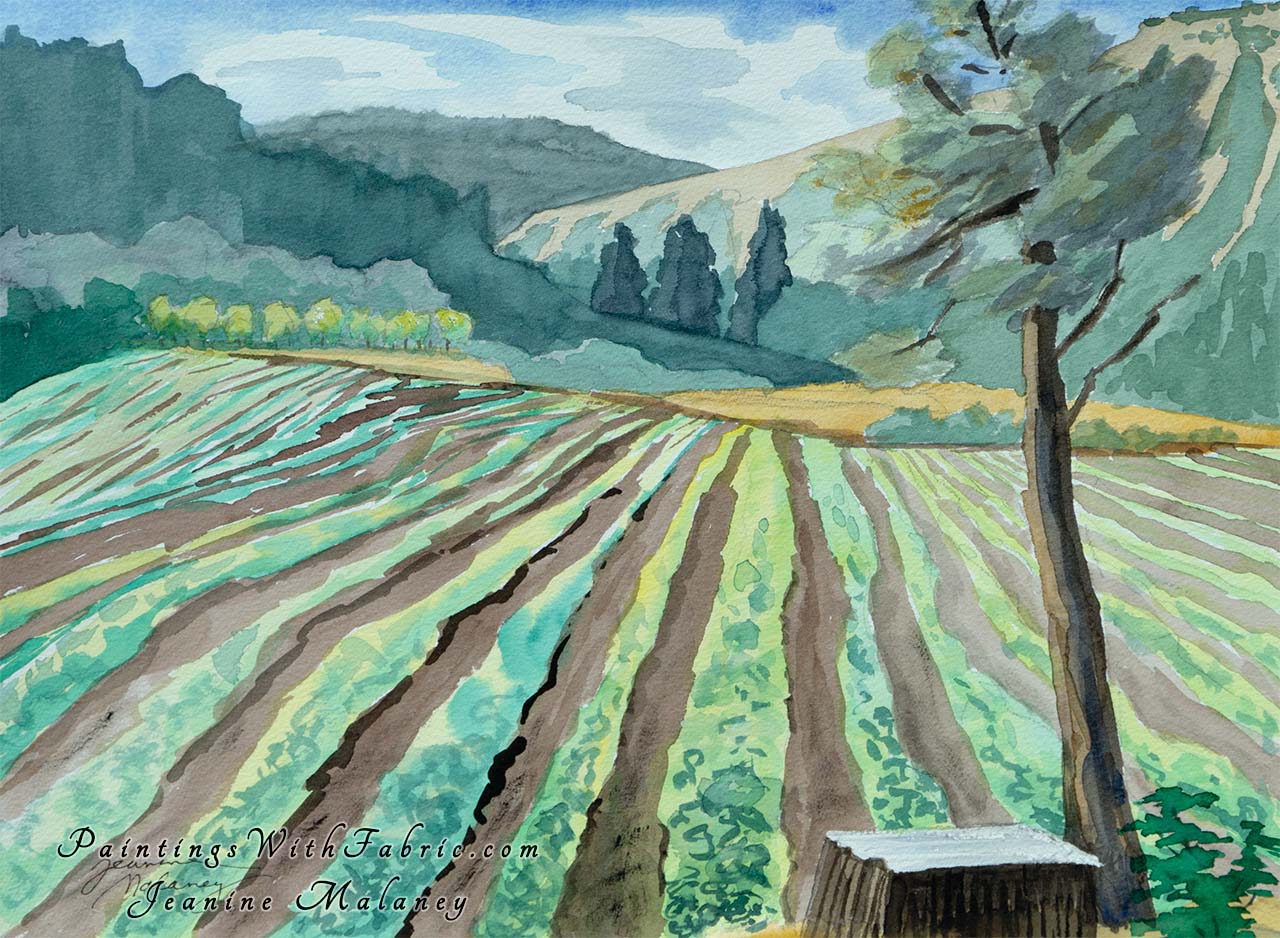 1280x938 Chimney Rock Farm Watercolor Painting - Farm Watercolor Paintings