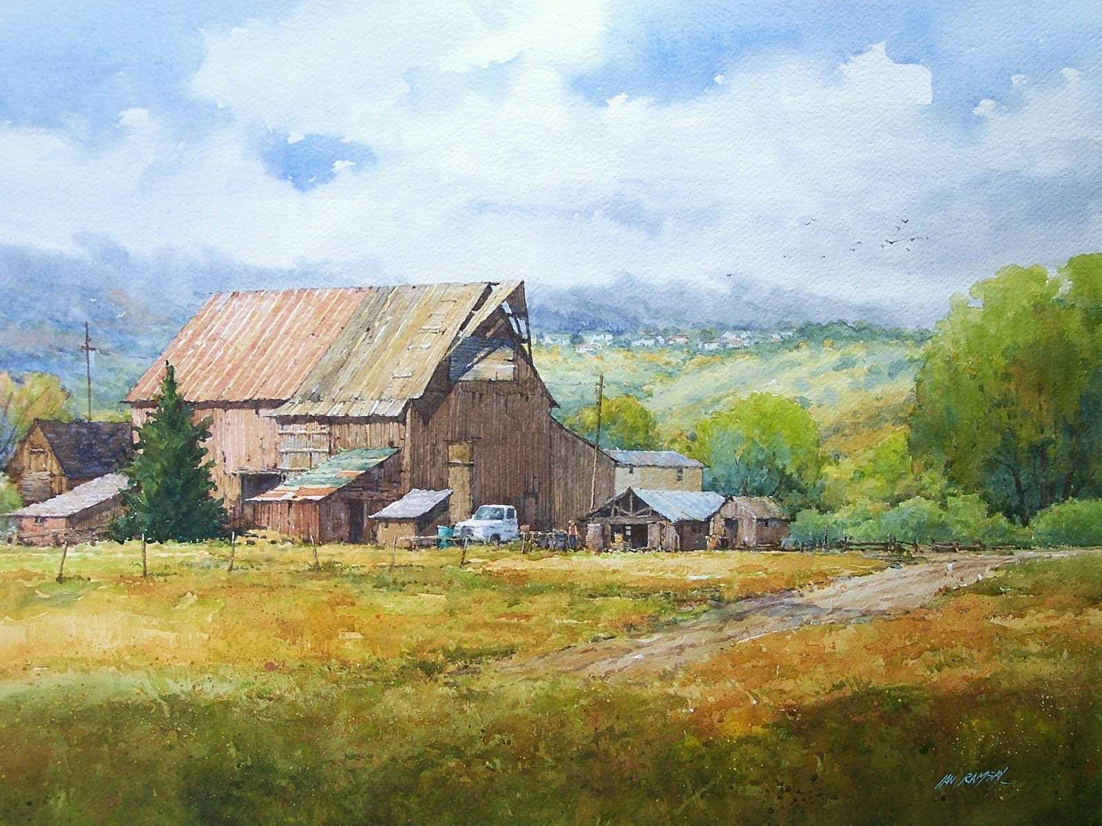 1600x1199 Farm Painting Lovely Ian Ramsay Watercolors I Have Done A Great - Farm Watercolor Paintings