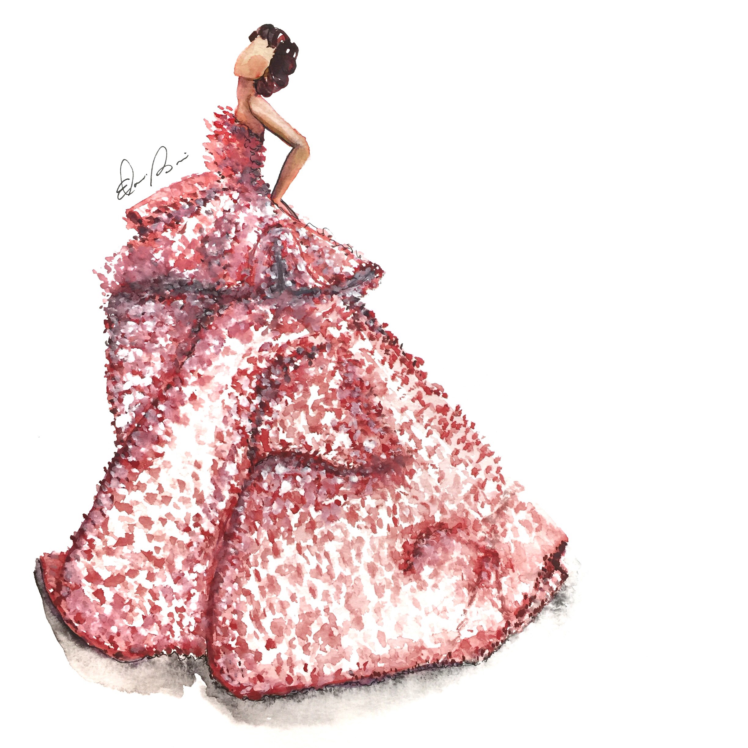 2448x2448 Ralph Amp Russo Watercolor Fashion Illustration Elaine Biss - Fashion Watercolor