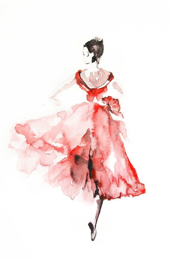 570x881 Ballerina In Pink, Watercolor Painting Art Print, Ballet Dance Art - Fashion Watercolor