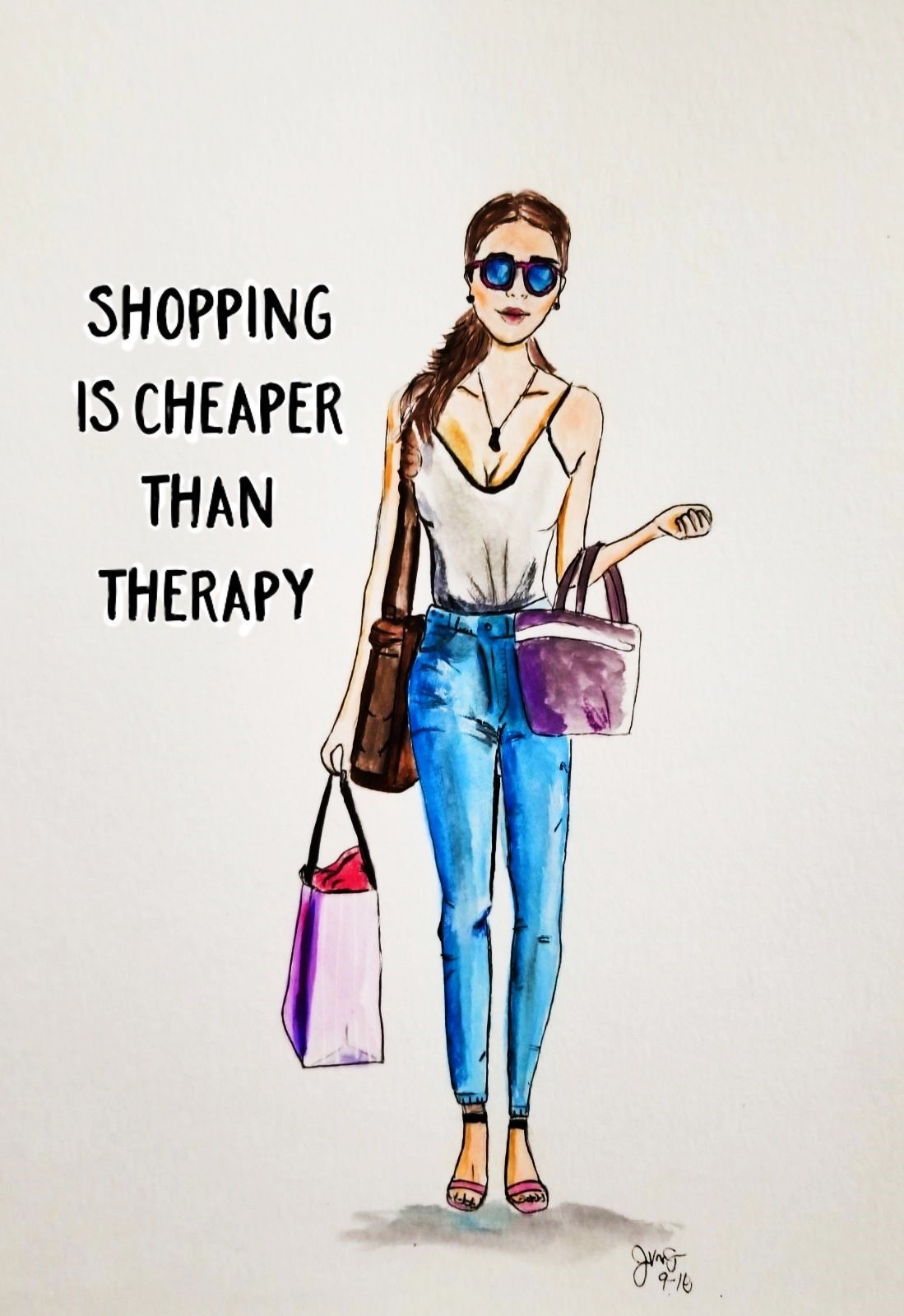 1099x1600 Fashion Illustration Print With Text, Brunette,fashion Sketch - Fashion Watercolor Sketch