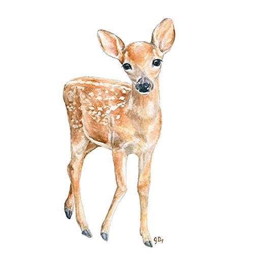 500x500 Deer Nursery Art Print, Baby Deer Wall Art, Childrens - Fawn Watercolor