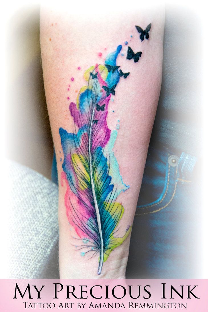 730x1095 Watercolor Butterfly Tattoos Watercolor Feather Butterfly Tattoo - Feather Watercolor Tattoo
