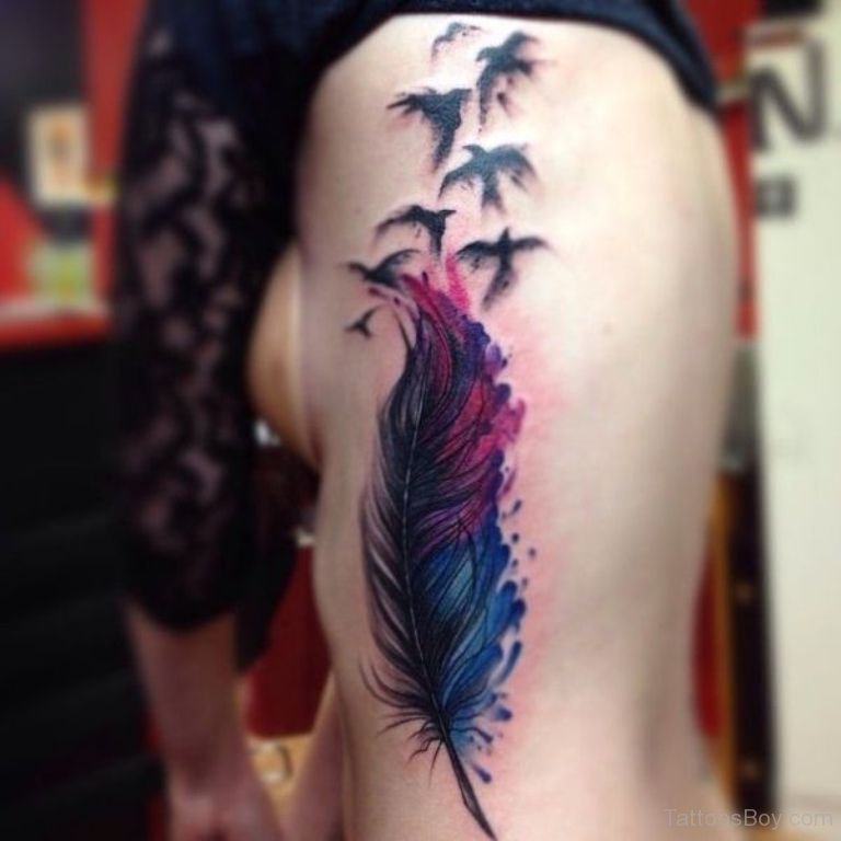 768x768 Watercolor Feather Tattoo Tattoo Designs, Tattoo Pictures - Feather Watercolor Tattoo