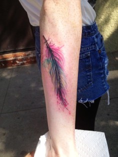 236x315 Watercolor Feather Tattoo For Girls Search Unique Amp Personalized - Feather Watercolor Tattoo