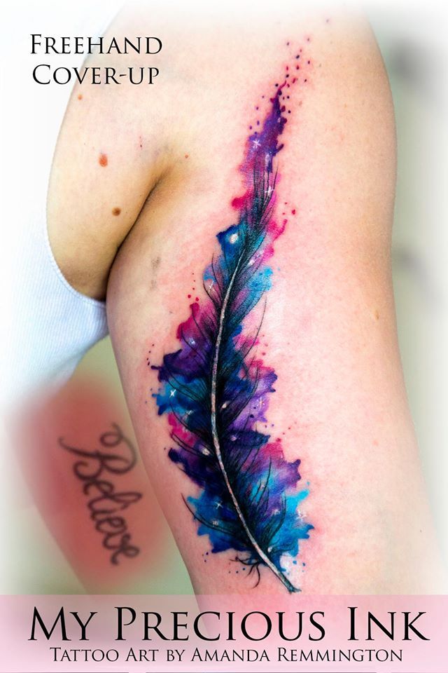 640x960 Watercolor Feather. Freehand Cover Up Watercolor - Feather Watercolor Tattoo