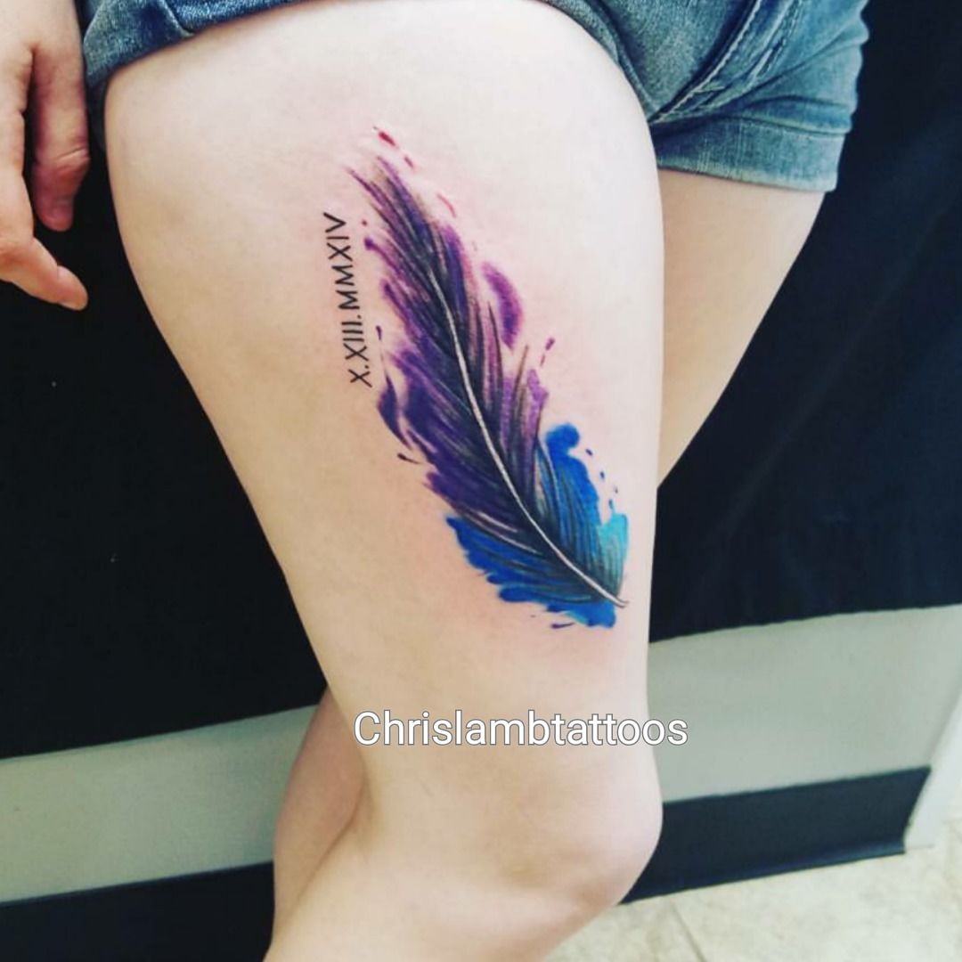1080x1080 Chrislambtattooswater Color Feather Watercolor Tattoos Watercolor - Feather Watercolor Tattoo