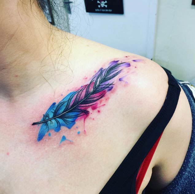 635x633 Watercolor Feather Tattoo - Feather Watercolor Tattoo