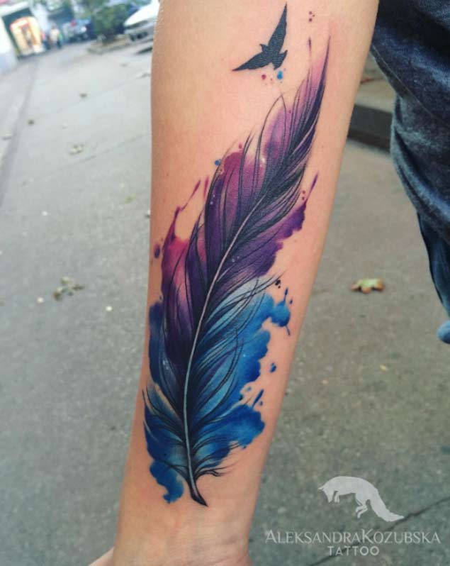 635x798 Watercolor Feather Tattoos - Feather Watercolor Tattoo