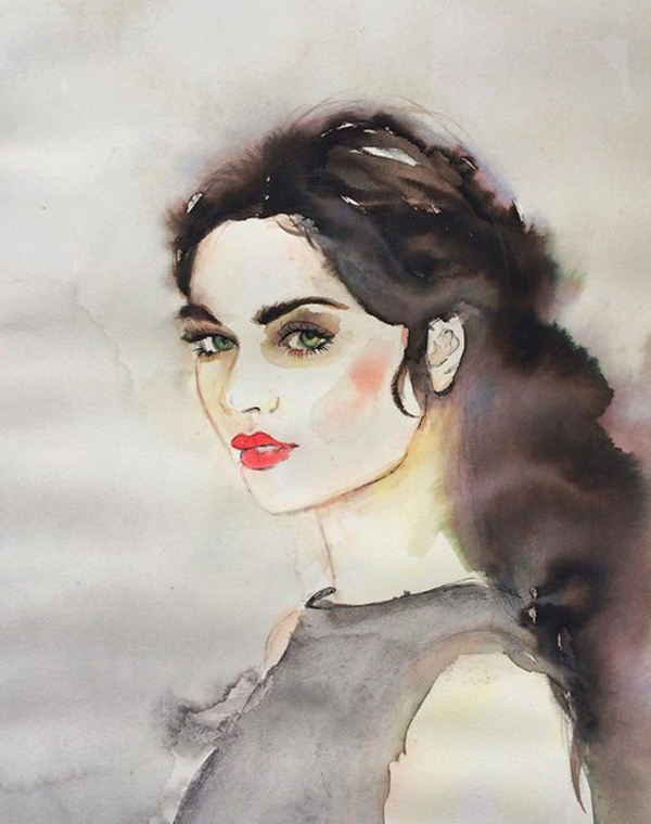 600x760 Watercolor Ink Portraits By Maryam Gaber - Female Watercolor